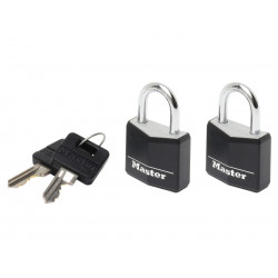 Master Lock 9120EURTBLK Aluminium Black Vinyl Cover 20mm Padlock 3-Pin - Keyed Alike x 2