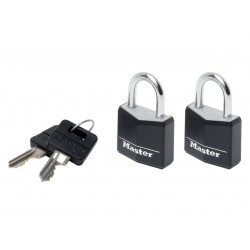 Master Lock 9130EURTBLK Aluminium Black Vinyl Cover 30mm Padlock 4-Pin - Keyed Alike x 2