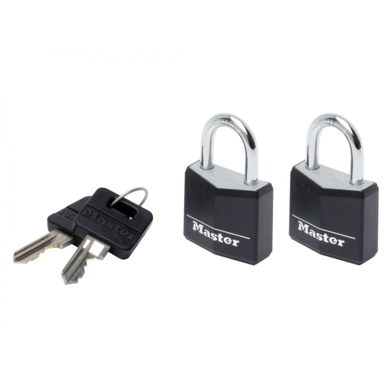 Master Lock 9130EURTBLK Aluminium Black Vinyl Cover 30mm Padlock 4-Pin - Keyed Alike x 2