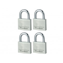 Master Lock 9140EURQNOP Aluminium 40mm Padlock 4-Pin - Keyed Alike x 4