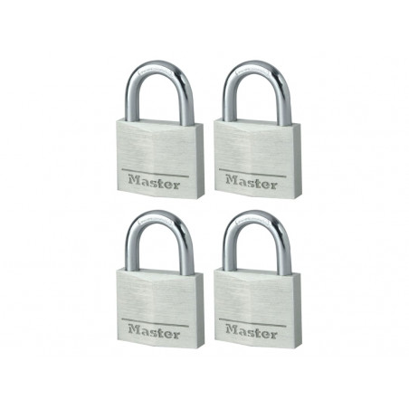 Master Lock 9140EURQNOP Aluminium 40mm Padlock 4-Pin - Keyed Alike x 4