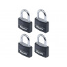 Master Lock 9140EURQBLKNOP Aluminium Black Vinyl Cover 40mm Padlock 4-Pin - Keyed Alike x 4
