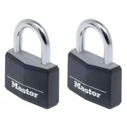 Master Lock 9140EURTBLK Aluminium Black Vinyl Cover 40mm Padlock 4-Pin - Keyed Alike x 2