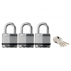Master Lock M1EURTRI Excell™ Laminated Steel 45mm Padlock - 24mm Shackle - Keyed Alike x 3
