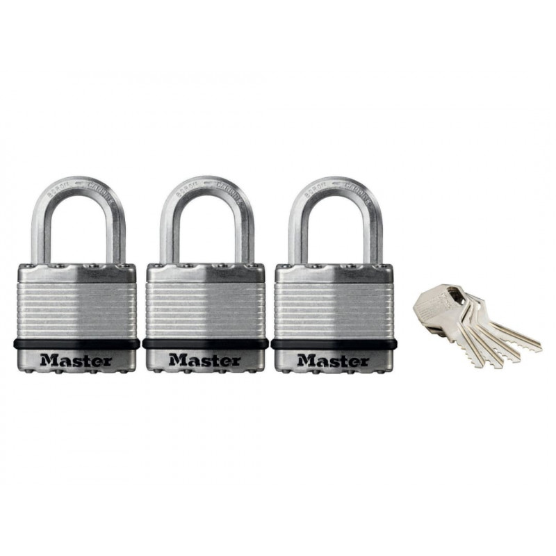 Master Lock M1EURTRI Excell™ Laminated Steel 45mm Padlock - 24mm Shackle - Keyed Alike x 3 Master Lock M1EURTRI Excell™ Laminated Steel 45mm Padlock - 24mm Shackle - Keyed Alike x 3