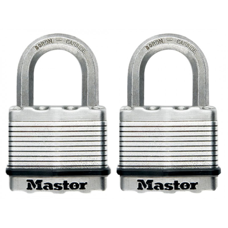 Master Lock M5EURT Excell™ Laminated Steel 50mm Padlock - 25mm Shackle - Keyed Alike x 2
