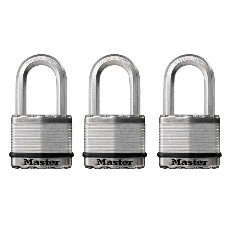 Master Lock M5EURTRILF Excell™ Laminated Steel 50mm Padlock - 38mm Shackle - Keyed Alike x 3 Master Lock M5EURTRILF Excell™ Laminated Steel 50mm Padlock - 38mm Shackle - Keyed Alike x 3