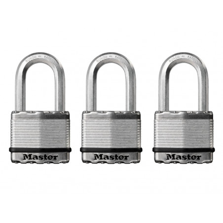 Master Lock M5EURTRILF Excell™ Laminated Steel 50mm Padlock - 38mm Shackle - Keyed Alike x 3