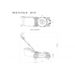 Metabo 601716850 RM 36-18 LTX BL 36 Lawn Mower 18V Bare Unit