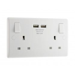 Masterplug 822U3-01 Switched Socket 2-Gang 13A with 2 x USB Ports