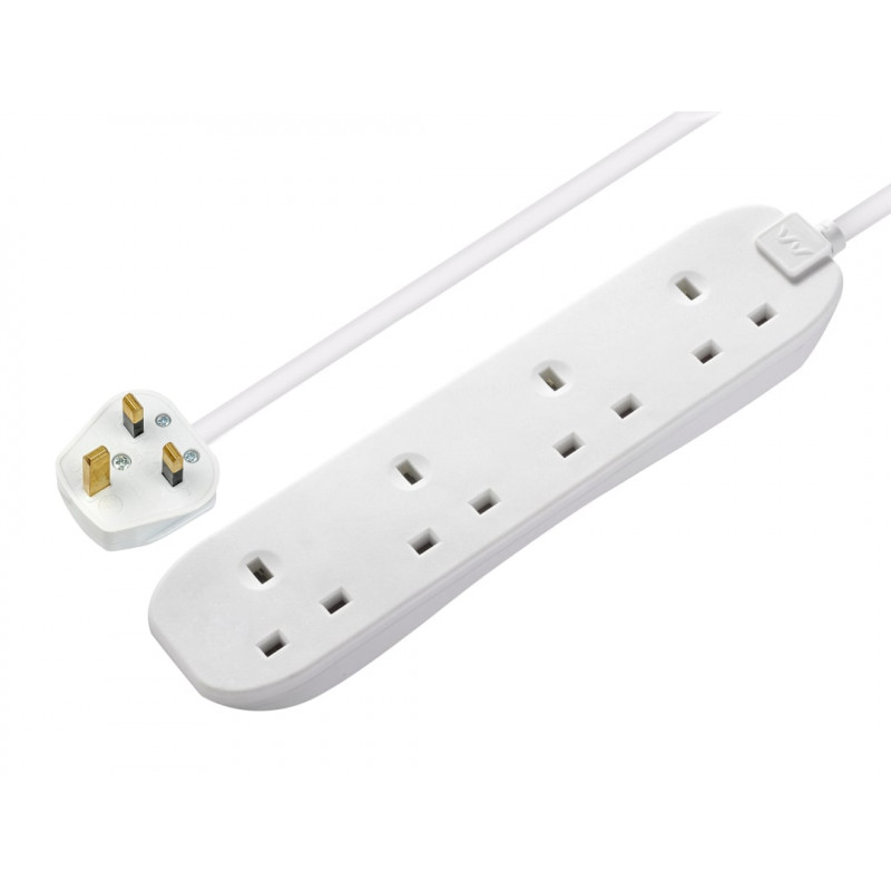 Masterplug BFG210N-MP Extension Lead 240V 4-Gang 13A White 2m Masterplug BFG210N-MP Extension Lead 240V 4-Gang 13A White 2m