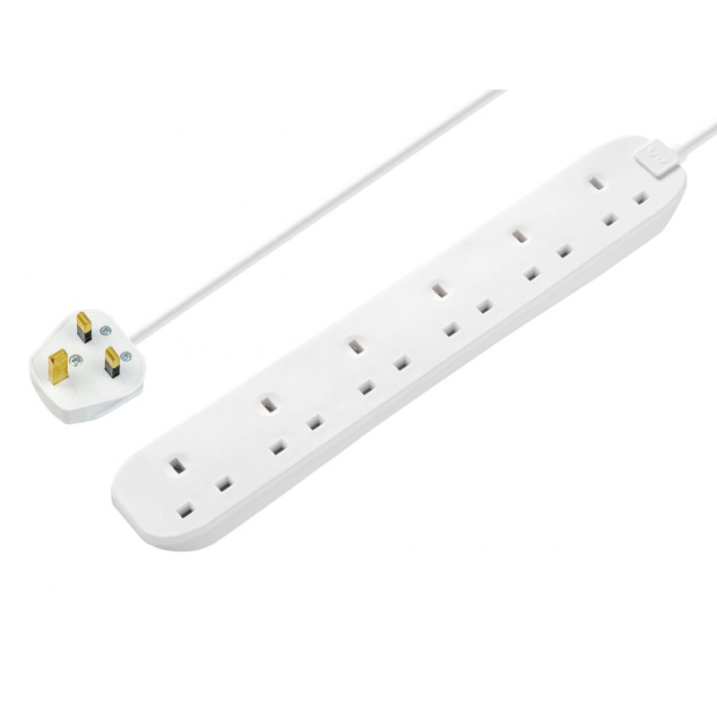 Masterplug BSG210N-MP Extension Lead 240V 6-Gang 13A White 2m Masterplug BSG210N-MP Extension Lead 240V 6-Gang 13A White 2m