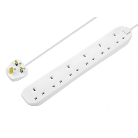 Masterplug BSG210N-MP Extension Lead 240V 6-Gang 13A White 2m
