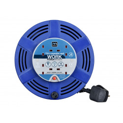 Masterplug LCT1510/4BL Cassette Cable Reel 240V 10A 4-Socket Thermal Cut-Out Blue 15m