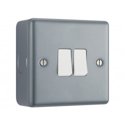 Masterplug MC542-01 Metal Clad 2-Gang 2-Way Light Switch
