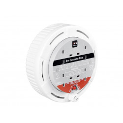 Masterplug SCT0413/4W-MP Cassette Cable Reel 240V 13A 4-Socket Thermal Cut-Out White 4m