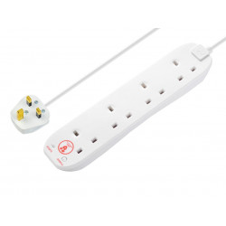 Masterplug SRG4210N-MP Extension Lead 240V 4-Gang 13A White Surge Protected 2m