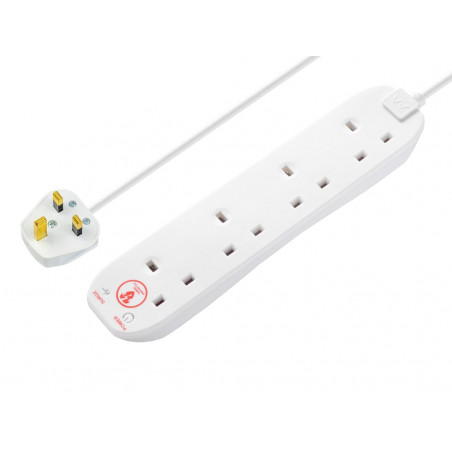 Masterplug SRG4210N-MP Extension Lead 240V 4-Gang 13A White Surge Protected 2m