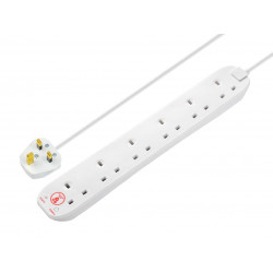 Masterplug SRG6210N-MP Extension Lead 240V 6-Gang 13A White Surge Protected 2m
