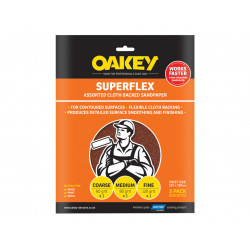 Oakey 63642526734 Superflex Cloth Backed Aluminium Oxide Sheets 230 x 280mm Assorted (3)