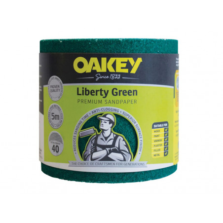 Oakey 66261116693 Liberty Green Sanding Roll 115mm x 5m Extra Coarse 40G