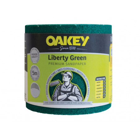 Oakey 66261116692 Liberty Green Sanding Roll 115mm x 5m Coarse 60G