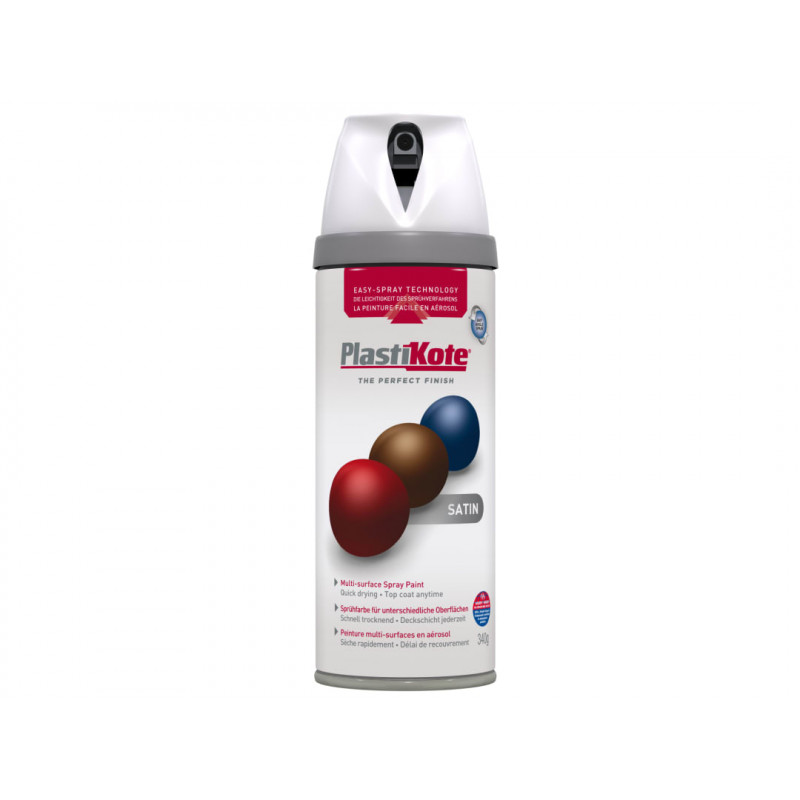 PlastiKote 022101 Twist & Spray Satin White 400ml PlastiKote 022101 Twist & Spray Satin White 400ml