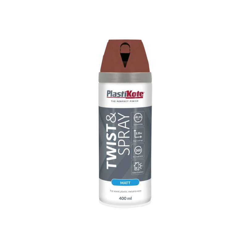 PlastiKote 023124 Twist & Spray Matt 400ml Pantile Red PlastiKote 023124 Twist & Spray Matt 400ml Pantile Red