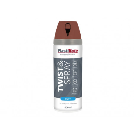 PlastiKote 023124 Twist & Spray Matt 400ml Pantile Red