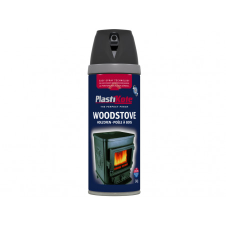 PlastiKote 026030 Twist & Spray Woodstove Paint Black 400ml