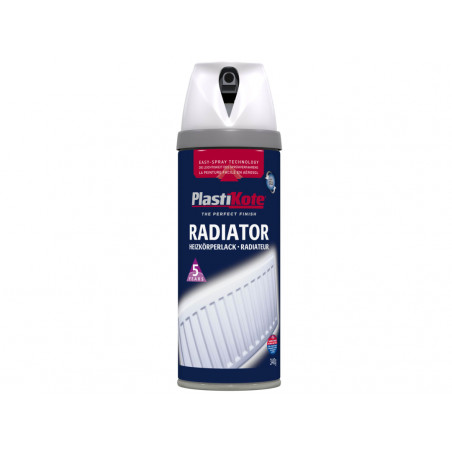 PlastiKote 026102 Twist & Spray Radiator Satin White 400ml