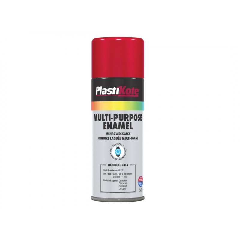 PlastiKote 440.0060104.076 Multi Purpose Enamel Spray Paint Gloss Red 400ml PlastiKote 440.0060104.076 Multi Purpose Enamel Spray Paint Gloss Red 400ml