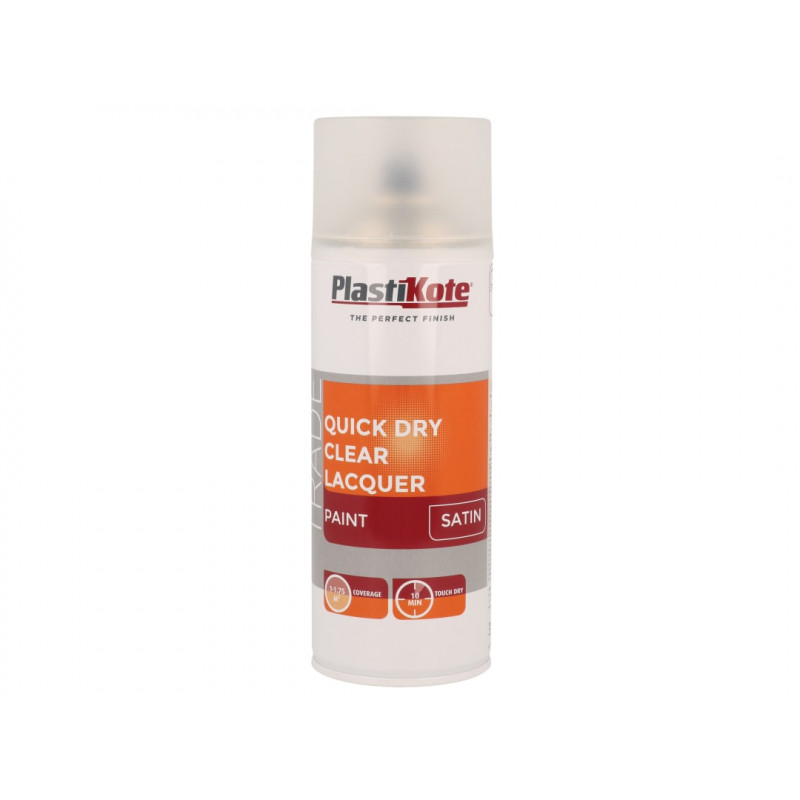 PlastiKote 071004 Trade Quick Dry Clear Lacquer Spray Satin 400ml PlastiKote 071004 Trade Quick Dry Clear Lacquer Spray Satin 400ml