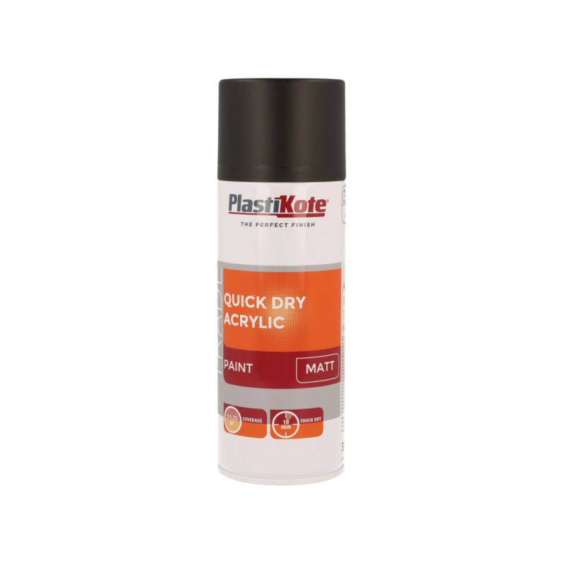 PlastiKote 071008 Trade Quick Dry Acrylic Spray Paint Matt Black 400ml PlastiKote 071008 Trade Quick Dry Acrylic Spray Paint Matt Black 400ml