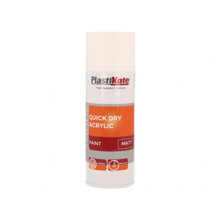 PlastiKote 071010 Trade Quick Dry Acrylic Spray Paint Matt White 400ml