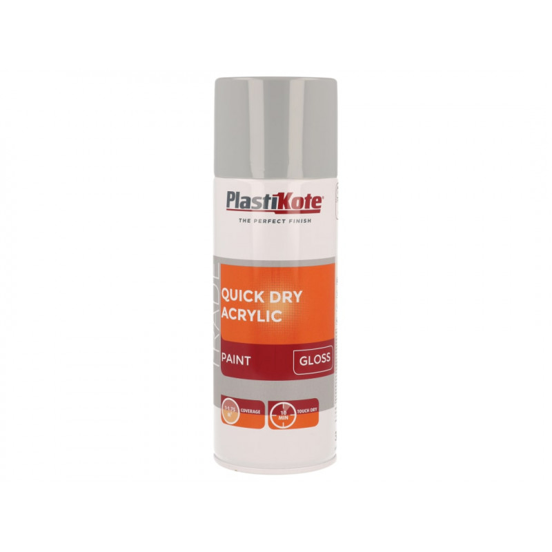 PlastiKote 071012 Trade Quick Dry Acrylic Spray Paint Gloss Grey 400ml PlastiKote 071012 Trade Quick Dry Acrylic Spray Paint Gloss Grey 400ml