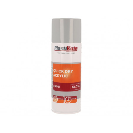 PlastiKote 071012 Trade Quick Dry Acrylic Spray Paint Gloss Grey 400ml