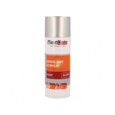 PlastiKote 071013 Trade Quick Dry Acrylic Spray Paint Gloss Silver 400ml