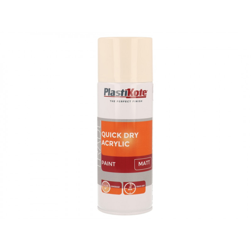 PlastiKote 071015 Trade Quick Dry Acrylic Spray Paint Matt Magnolia 400ml
