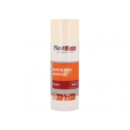 PlastiKote 071015 Trade Quick Dry Acrylic Spray Paint Matt Magnolia 400ml
