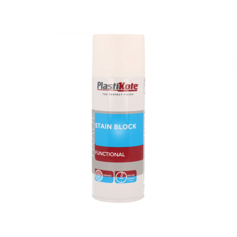 PlastiKote 071019 Trade Stain Block Spray Paint White 400ml PlastiKote 071019 Trade Stain Block Spray Paint White 400ml