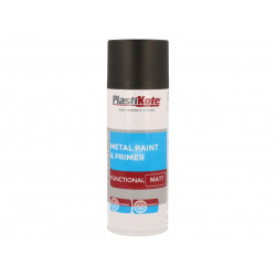 PlastiKote 071023 Trade Metal Spray Paint & Primer Matt Black 400ml