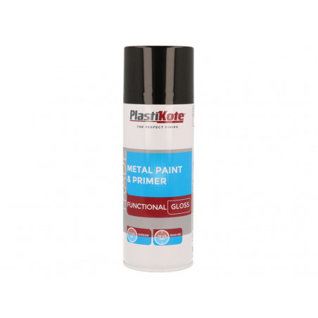PlastiKote 071024 Trade Metal Spray Paint & Primer Gloss Black 400ml