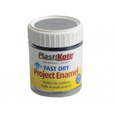 PlastiKote 440035 Fast Dry Enamel Paint B35 Bottle Chrome 59ml
