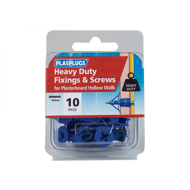 Plasplugs HWHS010 Heavy-Duty Plasterboard Fixings & Screws Pack of 10 Plasplugs HWHS010 Heavy-Duty Plasterboard Fixings & Screws Pack of 10