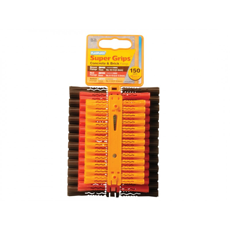 Plasplugs SAP505CC SAP 505 Solid Wall Super Grips™ Fixings Assorted (150) Plasplugs SAP505CC SAP 505 Solid Wall Super Grips™ Fixings Assorted (150)