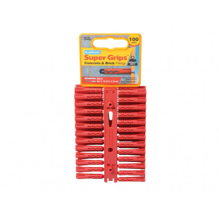 Plasplugs SRP502CC SRP 502 Solid Wall Super Grips™ Fixings Red (100)