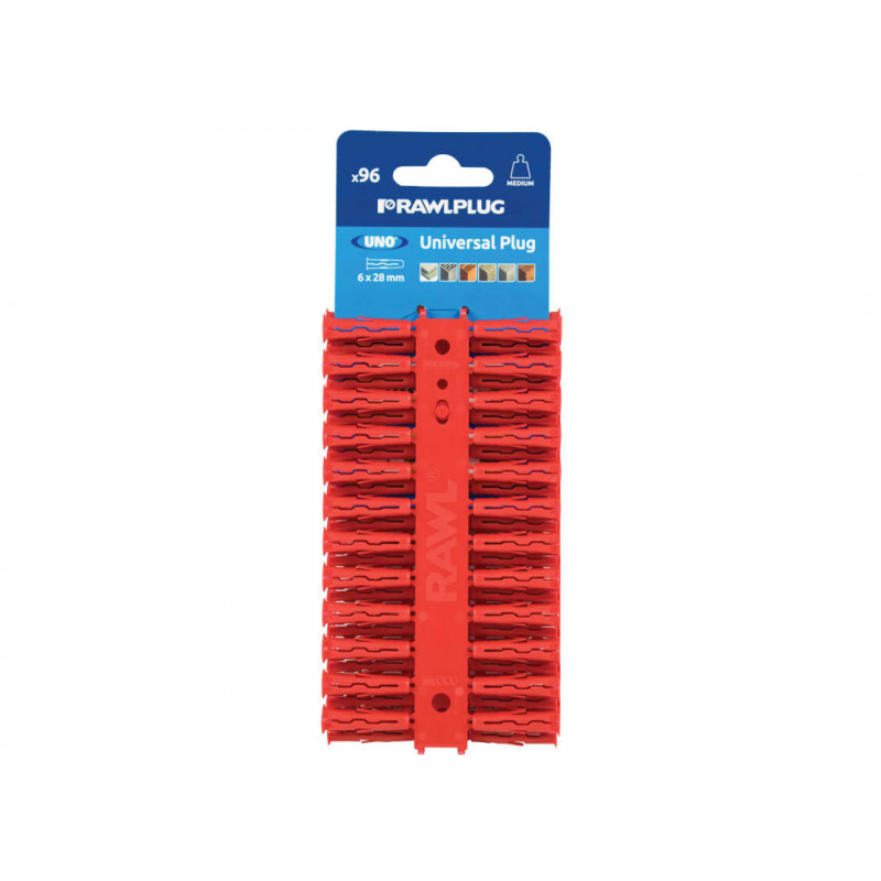 Rawlplug R-U1-RED-96-C Red UNO® Plugs 6 x 28mm (Card 96) Rawlplug R-U1-RED-96-C Red UNO® Plugs 6 x 28mm (Card 96)