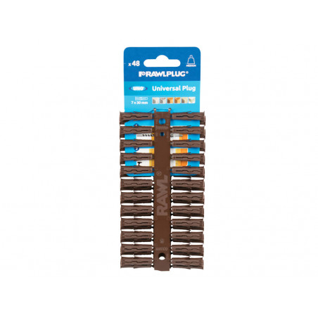 Rawlplug R-U1-BRN-48-C Brown UNO® Plugs 7 x 30mm (Card 48)