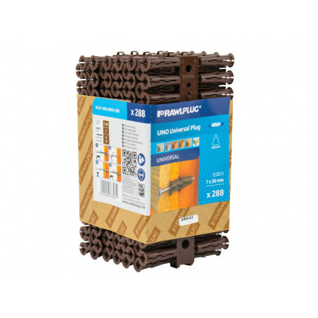 Rawlplug R-U1-MIX-BRN-288 Brown UNO® Plugs 7 x 30mm (Pack 288)